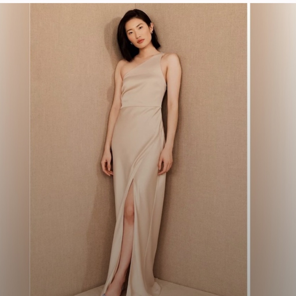 BHLDN Elegant One-Shoulder Cream Dress NWT - Picture 1 of 10